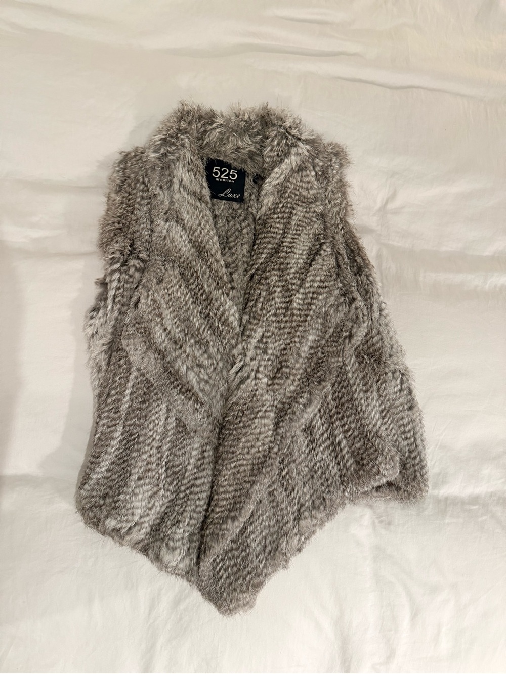 Real Rabbit Fur Vest - Taupe-Grey - Picture 5 of 9